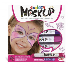 Set 3 culori de pictat pe fata Mask-up Princess Carioca,3 creioane pe set