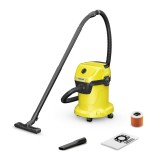 Aspirator cu sac Karcher multifunctional WD 3 V-17 4 20 aspirare umeda/uscata, furtun 2 m, 1000 W, filtru din hartie, galben-negru