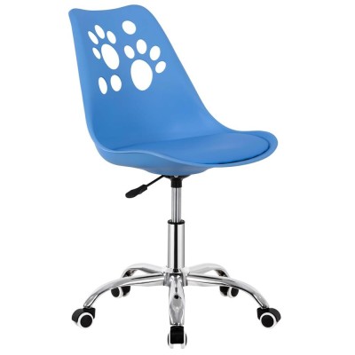 Scaun birou ergonomic, cu sezut din spuma, reglabil pe inaltime, maxim 120 kg, 90x49x48 cm, albastru Household NewTrend foto