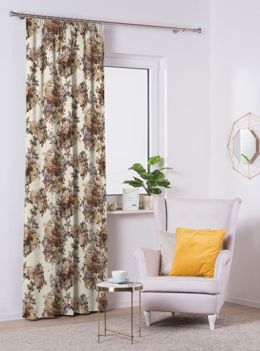 Draperie blackout model floral cu rejansa din bumbac tip fagure, Madison, 250x255 cm, densitate 700 g/ml, Rosa Arvensis, 1 buc