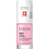 Eveline Cosmetics Nail Therapy Care &amp; Colour balsam pentru unghii 6 in 1 culoare Shimmer Pink 5 ml