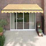 vidaXL Copertină retractabilă, galben/alb, 3x2,5 m, textil/aluminiu 3154456