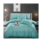 Cumpara ieftin Lenjerie de Pat Damasc 6 Piese, Dungi Duble,Turcoaz- JO339