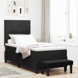 VidaXL Pat cu arcuri cu saltea cu headboard Negru 100 x 200 cm Catifea 3344494