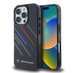 Husa pentru iPhone 16 Pro - BMW Hardcase Motorsport IML Random Stripes (BMHCP16L23HTRAK) - Black foto