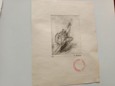 PAUL NEAGU,LITOGRAFIE ORIGINALA&amp;quot;MANA STANGA&amp;rdquo;SEMNATA STAMPILATA/EXEMPLAR DE AUTOR foto