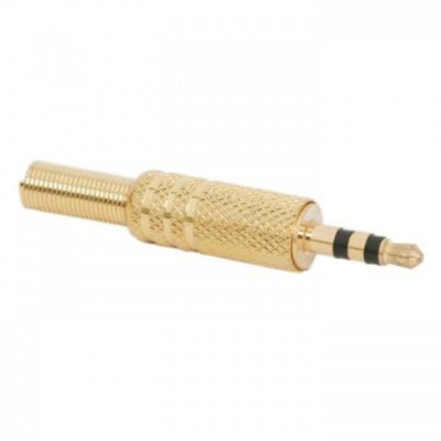Mufa 3.5 mm stereo tata metal aurit cu protector cablu foto