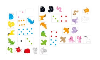 Joc societate educativ pentru copii, Domino cu animale, cifre si culori, Banana Panda, Let s Play, 28 piese printate fata-verso, 2-4 jucatori foto