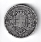 ITALIA 1 LIRA 1863 M ARGINT STARE FOARTE BUNA