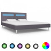 Cadru de pat cu LED-uri, gri, 180 x 200 cm, material textil, Cires, Dublu, Cu polite semirotunde, vidaXL
