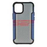 Husa iPhone 12 Mini, TPU+PC, Carbon Fiber, Albastru