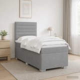 Cumpara ieftin Pat boxspring cu saltea Gri deschis 90 x 200 cm Tesatura