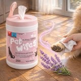 Servetele umede pentru animale de companie cu aroma de lavanda, 200 buc, 14.5x18.5 cm, CMCLASS