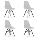 Set 4 scaune stil scandinav, Artool, Osaka, PP, lemn, gri si negru, 46x54x81 cm