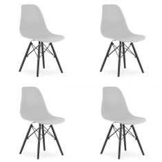 Set 4 scaune stil scandinav, Artool, Osaka, PP, lemn, gri si negru, 46x54x81 cm