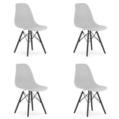 Set 4 scaune stil scandinav, Artool, Osaka, PP, lemn, gri si negru, 46x54x81 cm foto