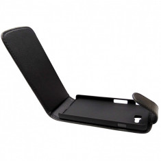 Husa flip neagra (textura Crazy Horse) pentru LG Optimus L9 II D605