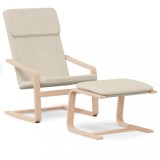 Cumpara ieftin Scaun de relaxare cu taburet, crem, textil