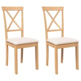 Cumpara ieftin Scaune de sufragerie cu perne 2 buc din cauciuc din lemn masiv