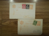 Lot 2 Carti postale interbelice, goale, cu timbre de epoca nestampilate