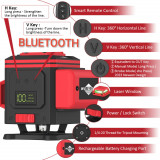 Nivela laser verde 8D - 360&deg;-telecomanda - Bluetooth - acumulator