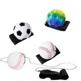 Cumpara ieftin Pachet 4 mingi antistres cu bratara pentru incheietura, 2 model baseball alb-rosu, fotbal alb-negru si Space Moon Ball verde multicolor