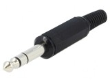 Conector Jack 6,3mm mufa tata stereo cu manșon 3 drept