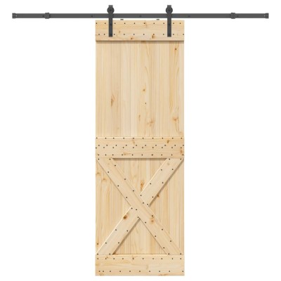 vidaXL Ușă glisantă cu set de feronerie 80x210 cm, lemn masiv de pin 3332755 foto