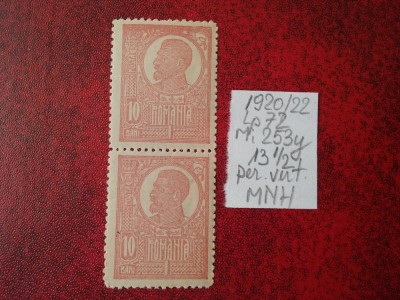 1920 Romania- Ferd. b. mare Lp72 Mi253y-per.vert.-MNH foto