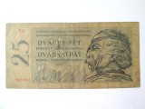 Rara! Cehoslovacia 25 Korun 1961 la cel mai mic pret,bancnota din imagini