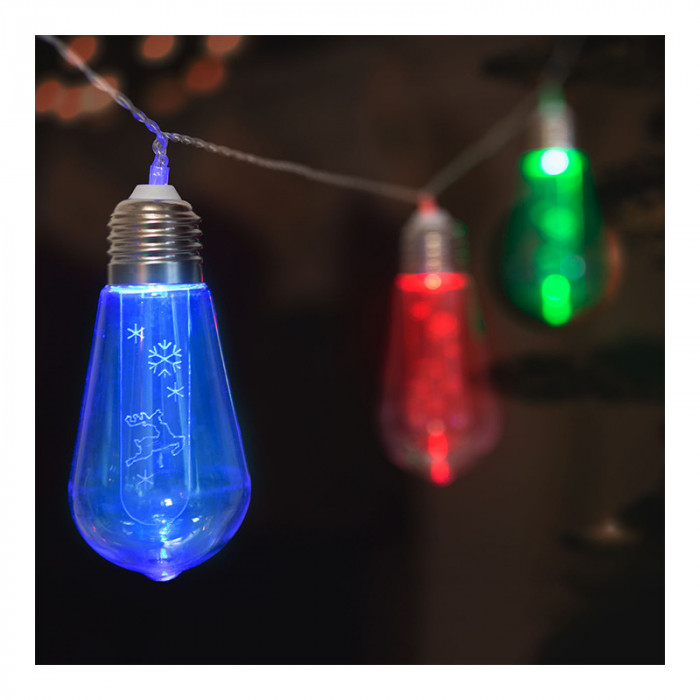 Sir iluminat festiv Family Pound, 1.9 m, 10 LED-uri, 2 x AA, Multicolor
