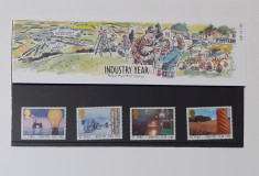 Timbre Anglia 1986 -Anul Industriei In Folie De Prezentare MNH +Carton Filatelic foto