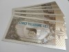 5000000 Lei 1947 (25 Iunie) &ndash; Lot 5 bucăți &ndash; Silver Edition &ndash; bancnote ornamentale / suveniruri / educaționale placate cu argint 999&permil;