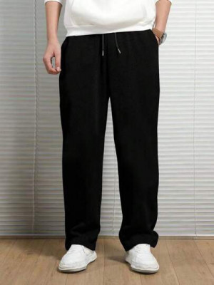 Pantaloni largi, cu snur, negru, barbati, Shein foto