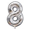 Balon din Folie Cyrax, Cifra 8, 81 cm, Pentru Aer sau Heliu, Bulk, Argintiu