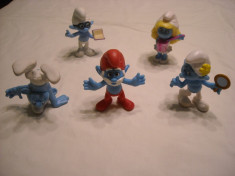 Strumfi, smurfs - 5 figurine mari strumf din cauciuc - set 3 foto