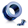Tunel pentru ureche, din oțel 316L – suprafață de culoare albastru strălucitor, tehnologie de acoperire PVD - Lățime: 14 mm