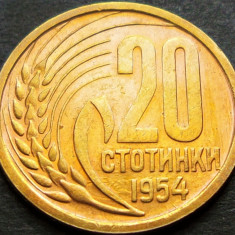 Moneda 20 STOTINKI - RP BULGARIA, anul 1954 *cod 850 C = UNC