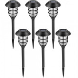 Set 6 bucati lampa solara rotunda decorativa de gradina pentru exterior din