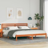 VidaXL Cadru de pat Maro ceruit 200 x 200 cm Lemn de brad solid