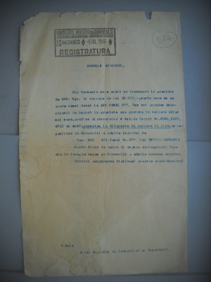 HOPCT DOCUMENT VECHI 387 MINISTERUL INDUSTRIEI COMERT EXTERIOR /BUCURESTI 1936 foto
