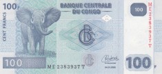 Bancnota Congo 100 Franci 2022 - P98 UNC