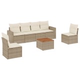 Cumpara ieftin Set canapele de gradina, 7 piese, cu perne, bej, poliratan