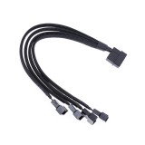 Cablu adaptor spliter de la molex 4 pini la 4 ventilatoare 3 sau 4 pini carcasa (2 pini activi fan/ ventilator), splitter 25cm, Active