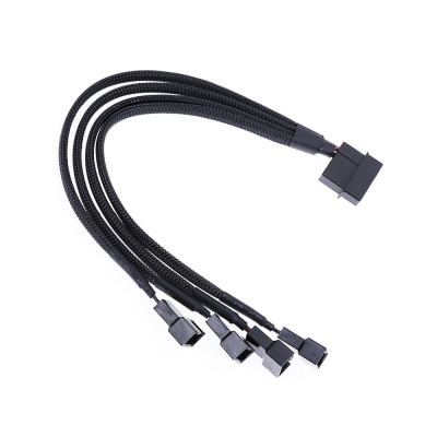 Cablu adaptor spliter de la molex 4 pini la 4 ventilatoare 3 sau 4 pini carcasa (2 pini activi fan/ ventilator), splitter 25cm foto