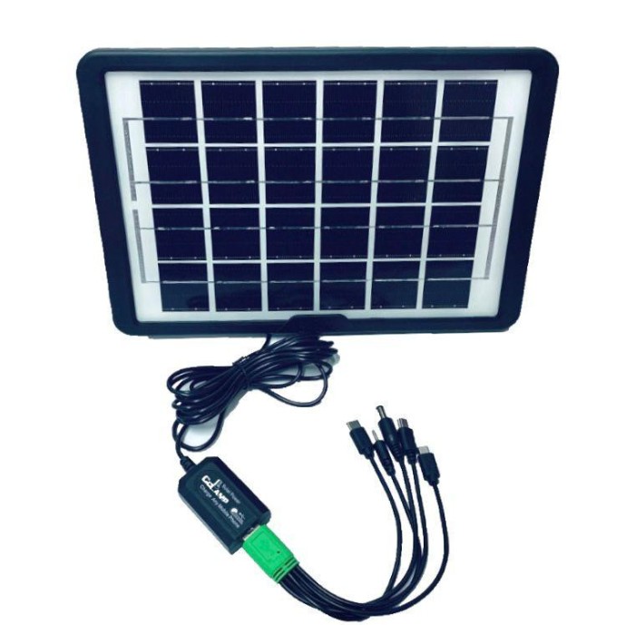 Panou solar fotovoltaic portabil cu functie incarcare telefoane, CL-660, CcLamp, 6W, 6V, Port USB, Negru