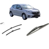Cumpara ieftin Set 3 stergatoare DACIA SANDERO III din 2021-2022, pentru parbriz si luneta fata si spate auto, Bosch Twin-Aerotwin, din cauciuc siliconat rezistent,