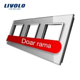 Cumpara ieftin Rama tripla Livolo din sticla gri pentru prize si module