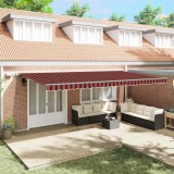Marchiză retractabilă manuală cu LED portocalie și maro 600x300 cm