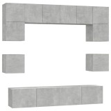 Cumpara ieftin Set dulap TV, 8 piese, gri beton, lemn prelucrat